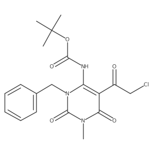 tert-butyl N-[3-benzyl-5-(2-chloroacetyl)-1-methyl-2,6-dioxo-1,2,3,6-tetrahydropyrimidin-4-yl]carbamate结构式