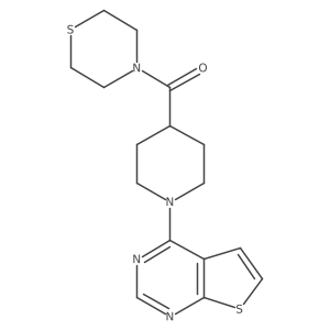 4-(1-{Thieno[2,3-d]pyrimidin-4-yl}piperidine-4-carbonyl)thiomorpholine结构式