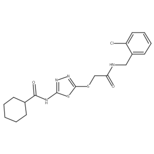 N-(5-((2-((2-chlorobenzyl)amino)-2-oxoethyl)thio)-1,3,4-thiadiazol-2-yl)cyclohexanecarboxamide Structure