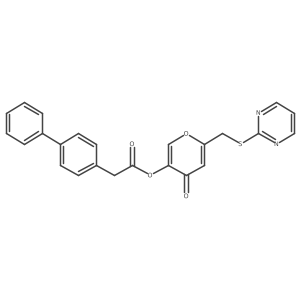 4-oxo-6-((pyrimidin-2-ylthio)methyl)-4H-pyran-3-yl 2-([1,1'-biphenyl]-4-yl)acetate Structure