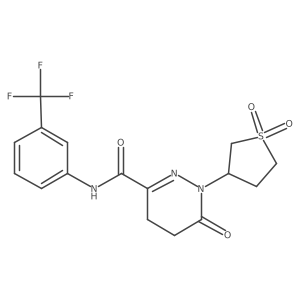 1-(1,1-dioxidotetrahydrothiophen-3-yl)-6-oxo-N-[3-(trifluoromethyl)phenyl]-1,4,5,6-tetrahydropyridazine-3-carboxamide结构式