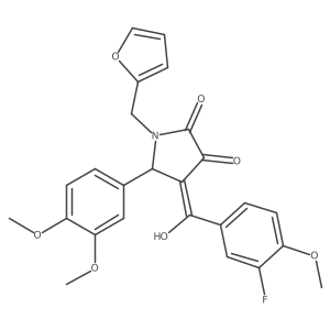 (4E)-5-(3,4-dimethoxyphenyl)-4-[(3-fluoro-4-methoxyphenyl)-hydroxymethylidene]-1-(furan-2-ylmethyl)pyrrolidine-2,3-dione结构式