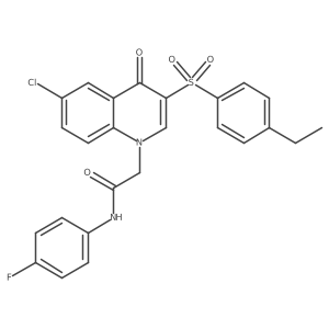 2-(6-chloro-3-((4-ethylphenyl)sulfonyl)-4-oxoquinolin-1(4H)-yl)-N-(4-fluorophenyl)acetamide结构式