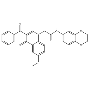 2-(3-benzoyl-6-methoxy-4-oxo-1,4-dihydroquinolin-1-yl)-N-(2,3-dihydro-1,4-benzodioxin-6-yl)acetamide结构式