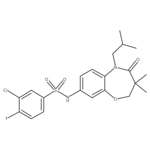 3-chloro-4-fluoro-N-(5-isobutyl-3,3-dimethyl-4-oxo-2,3,4,5-tetrahydrobenzo[b][1,4]oxazepin-8-yl)benzenesulfonamide结构式
