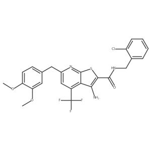 3-amino-N-(2-chlorobenzyl)-6-(3,4-dimethoxybenzyl)-4-(trifluoromethyl)thieno[2,3-b]pyridine-2-carboxamide Structure
