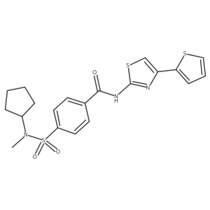 4-(N-cyclopentyl-N-methylsulfamoyl)-N-(4-(thiophen-2-yl)thiazol-2-yl)benzamide结构式
