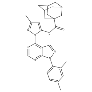 N-{1-[1-(2,4-dimethylphenyl)-1H-pyrazolo[3,4-d]pyrimidin-4-yl]-3-methyl-1H-pyrazol-5-yl}adamantane-1-carboxamide结构式