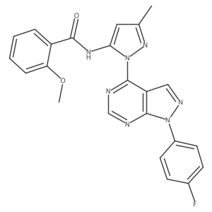 N-(1-(1-(4-fluorophenyl)-1H-pyrazolo[3,4-d]pyrimidin-4-yl)-3-methyl-1H-pyrazol-5-yl)-2-methoxybenzamide Structure