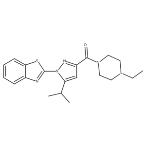 (1-(benzo[d]thiazol-2-yl)-5-isopropyl-1H-pyrazol-3-yl)(4-ethylpiperazin-1-yl)methanone结构式