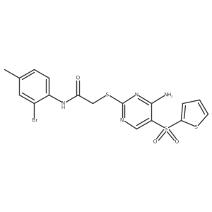 2-{[4-amino-5-(thiophene-2-sulfonyl)pyrimidin-2-yl]sulfanyl}-N-(2-bromo-4-methylphenyl)acetamide结构式