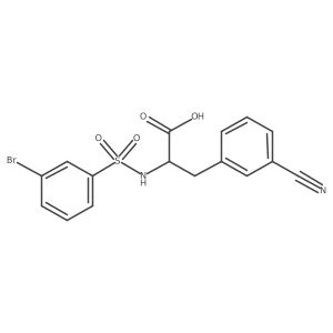(S)-2-(3-Bromophenylsulfonamido)-3-(3-cyanophenyl)propanoic acid结构式