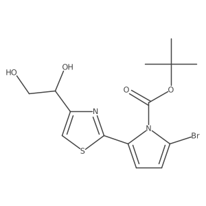 t-Butyl 2-bromo-5-[4-(1,2-dihydroxyethyl)-1,3-thiazol-2-yl]-1H-pyrrole-1-carboxylate结构式