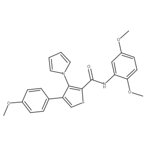 N-(2,5-dimethoxyphenyl)-4-(4-methoxyphenyl)-3-(1H-pyrrol-1-yl)thiophene-2-carboxamide结构式