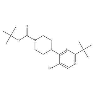 tert-Butyl 4-[5-bromo-2-(tert-butyl)-4-pyrimidinyl]-1-piperidinecarboxylate Structure