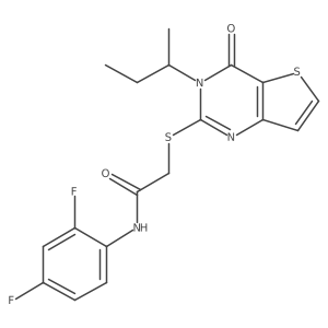 2-{[3-(butan-2-yl)-4-oxo-3,4-dihydrothieno[3,2-d]pyrimidin-2-yl]sulfanyl}-N-(2,4-difluorophenyl)acetamide结构式