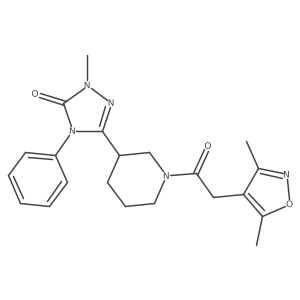 5-[1-[2-(3,5-dimethylisoxazol-4-yl)acetyl]-3-piperidyl]-2-methyl-4-phenyl-1,2,4-triazol-3-one结构式