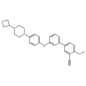 2-Methoxy-5-(4-((4-(4-(oxetan-3-yl)piperazin-1-yl)phenyl)amino)-1,3,5-triazin-2-yl)benzonitrile Structure