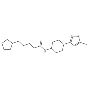 5-(1,2-dithiolan-3-yl)-N-(1-(5-methyl-1H-pyrazol-3-yl)piperidin-4-yl)pentanamide Structure