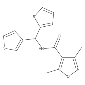 3,5-dimethyl-N-(thiophen-2-yl(thiophen-3-yl)methyl)isoxazole-4-carboxamide Structure