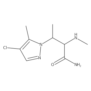 3-(4-chloro-5-methyl-1H-pyrazol-1-yl)-2-(methylamino)butanamide结构式