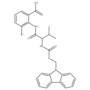 3-bromo-2-[2-({[(9H-fluoren-9-yl)methoxy]carbonyl}amino)-3-methylbutanamido]benzoic acid结构式
