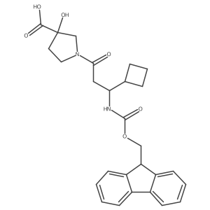 1-[3-cyclobutyl-3-({[(9H-fluoren-9-yl)methoxy]carbonyl}amino)propanoyl]-3-hydroxypyrrolidine-3-carboxylic acid结构式