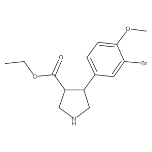 rac-ethyl (3R,4S)-4-(3-bromo-4-methoxyphenyl)pyrrolidine-3-carboxylate结构式