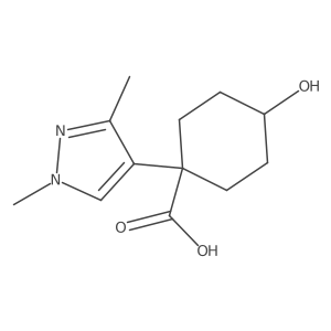 1-(1,3-dimethyl-1H-pyrazol-4-yl)-4-hydroxycyclohexane-1-carboxylic acid结构式