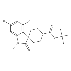 tert-Butyl 4-fluoro-6-hydroxy-1-methyl-2-oxospiro[indoline-3,4'-piperidine]-1'-carboxylate结构式