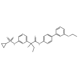 2-(6-cyclopropanesulfonamidopyrazin-2-yl)-N-[5-(6-ethoxypyrazin-2-yl)pyridin-2-yl]-2-fluorobutanamide结构式