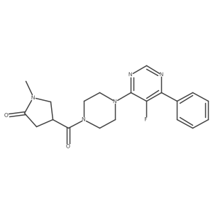 4-[4-(5-Fluoro-6-phenylpyrimidin-4-yl)piperazine-1-carbonyl]-1-methylpyrrolidin-2-one结构式
