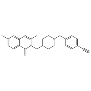 4-({4-[(7-Fluoro-2-methyl-4-oxo-3,4-dihydroquinazolin-3-yl)methyl]piperidin-1-yl}methyl)benzonitrile结构式