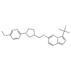 5-Methoxy-2-[3-({[3-(trifluoromethyl)-[1,2,4]triazolo[4,3-b]pyridazin-6-yl]oxy}methyl)pyrrolidin-1-yl]pyrimidine结构式