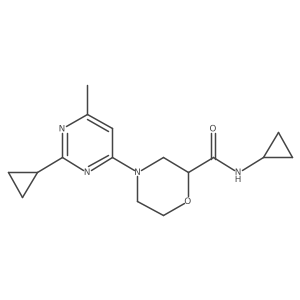 N-cyclopropyl-4-(2-cyclopropyl-6-methylpyrimidin-4-yl)morpholine-2-carboxamide结构式