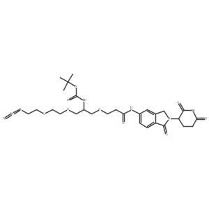 tert-butyl N-[1-[2-(2-azidoethoxy)ethoxymethyl]-2-[3-[[2-(2,6-dioxo-3-piperidyl)-1-oxo-isoindolin-5-yl]amino]-3-oxo-propoxy]ethyl]carbamate Structure