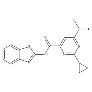 N-(1,3-benzothiazol-2-yl)-2-cyclopropyl-6-(difluoromethyl)pyrimidine-4-carboxamide结构式