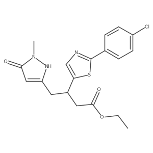 ethyl 3-[2-(4-chlorophenyl)-1,3-thiazol-5-yl]-4-(2-methyl-3-oxo-1H-pyrazol-5-yl)butanoate Structure