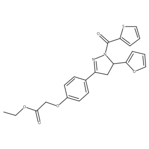 ethyl 2-(4-(5-(furan-2-yl)-1-(thiophene-2-carbonyl)-4,5-dihydro-1H-pyrazol-3-yl)phenoxy)acetate结构式