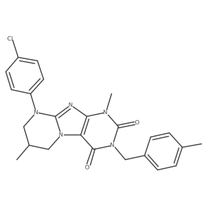 9-(4-chlorophenyl)-1,7-dimethyl-3-(4-methylbenzyl)-6,7,8,9-tetrahydropyrimido[2,1-f]purine-2,4(1H,3H)-dione结构式