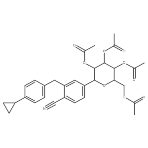 1-Cyano-2-(4-cyclopropyl-benzyl)-4-(tetra-o-acetyl-beta-d-glucopyranos-1-yl)-benzene Structure