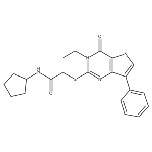 N-cyclopentyl-2-({3-ethyl-4-oxo-7-phenyl-3H,4H-thieno[3,2-d]pyrimidin-2-yl}sulfanyl)acetamide结构式