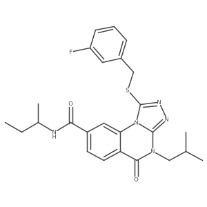 N-(sec-butyl)-1-((3-fluorobenzyl)thio)-4-isobutyl-5-oxo-4,5-dihydro-[1,2,4]triazolo[4,3-a]quinazoline-8-carboxamide结构式