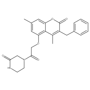 4-{[(3-benzyl-4,7-dimethyl-2-oxo-2H-chromen-5-yl)oxy]acetyl}piperazin-2-one结构式
