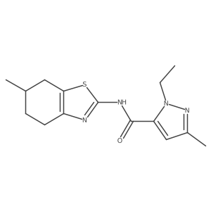 1-ethyl-3-methyl-N-(6-methyl-4,5,6,7-tetrahydrobenzo[d]thiazol-2-yl)-1H-pyrazole-5-carboxamide结构式