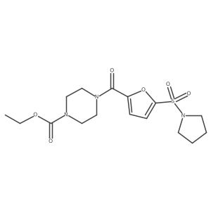 Ethyl 4-(5-(pyrrolidin-1-ylsulfonyl)furan-2-carbonyl)piperazine-1-carboxylate Structure