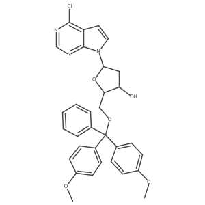 (2R,3S,5R)-2-((bis(4-methoxyphenyl)(phenyl)methoxy)methyl)-5-(4-chloro-7H-pyrrolo[2,3-d]pyrimidin-7-yl)tetrahydrofuran-3-ol Structure