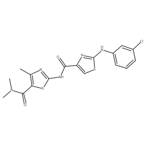2-((3-chlorophenyl)amino)-N-(5-(dimethylcarbamoyl)-4-methylthiazol-2-yl)thiazole-4-carboxamide结构式