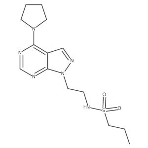 N-(2-(4-(pyrrolidin-1-yl)-1H-pyrazolo[3,4-d]pyrimidin-1-yl)ethyl)propane-1-sulfonamide结构式