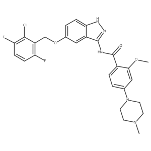 N-[5-[(2-chloro-3,6-difluorophenyl)methoxy]-1H-indazol-3-yl]-2-methoxy-4-(4-methylpiperazin-1-yl)benzamide Structure